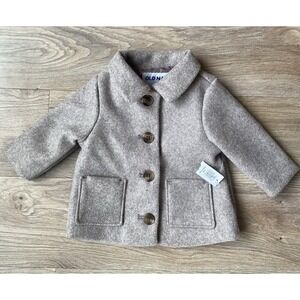 NEW Old Navy Pea Coat Toddler Grey Tan 0-3 Month Lined Button Down‎ NWT